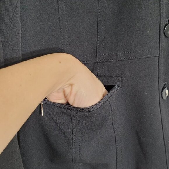 Proportion Petite Conrad C Black Button Down Faux Leather Trim Jacket 6 Petite - Picture 9 of 13